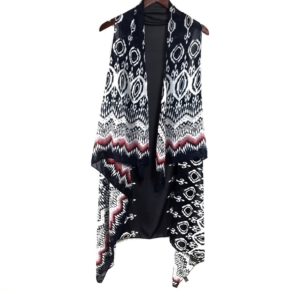 Sax blue white and pinkish red boho‎ swim cover-up